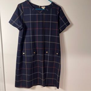 J.Crew size 12 dress navy plaid shift style